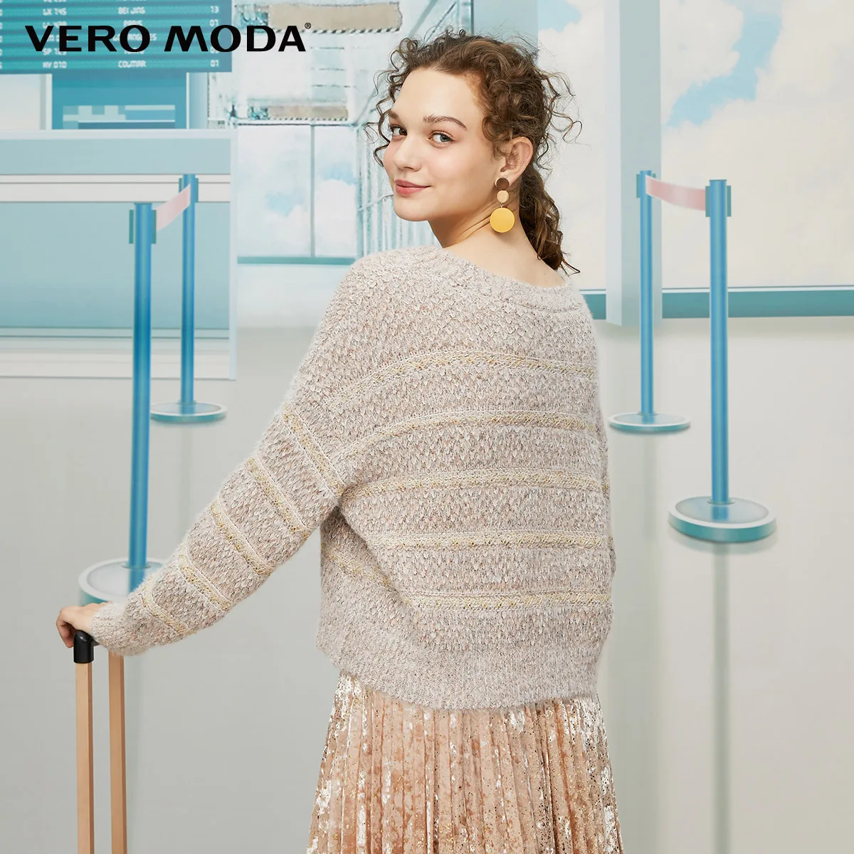 Vero Moda женское винтажное Стильное трикотажное бархатное плиссированное платье из двух частей | 319446541