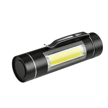 

Portable led flashlight Mini 1 Modes Glare Flashlight XPE Q5 COB LED Pocket Clip 14500/AA Torch Light #3N27