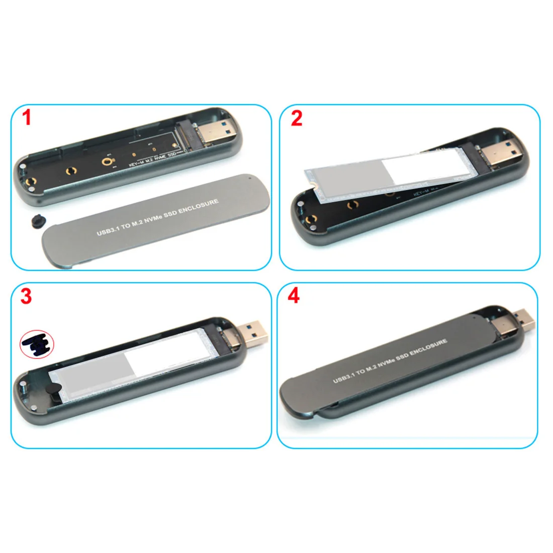 NVME Ŭ   ϵ ̺ ̽, M2 SSD ̽, USB 3.1-PCIE ϵ ũ ̽ ڽ, 2242 2260/2280