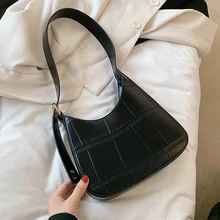 

Stone Pattern Half Moon Underarm Bag For Women 2021 Luxury Design High Quality Female Trend Shoulder Bag Handbags Purses