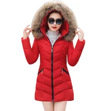 Искусственный меховой воротник зимняя женская куртка новинка модное пальто женское зимнее пальто тонкая женская парка Теплая зимняя куртка с капюшоном Женская 974