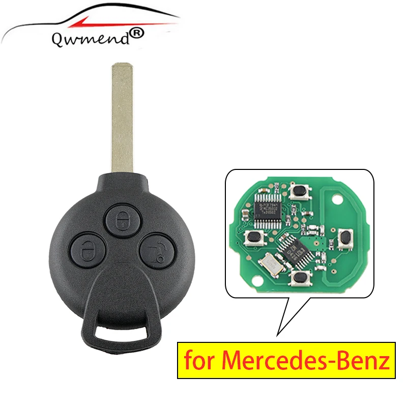 

3 Buttons 433Mhz Car Remote Key for Mercedes-Benz Smart Smart Fortwo 451 2007-2013 Smart Car Key PCF7941/ID46 Chip