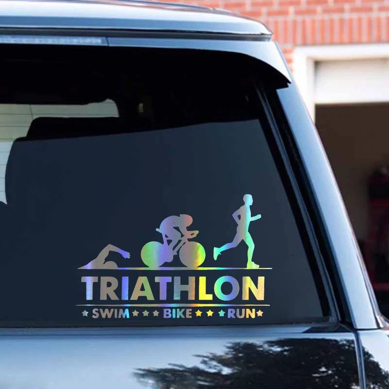 Car Stickers Triathlon Swim Bike Run Athlete Sport 3D Carbon Fiber