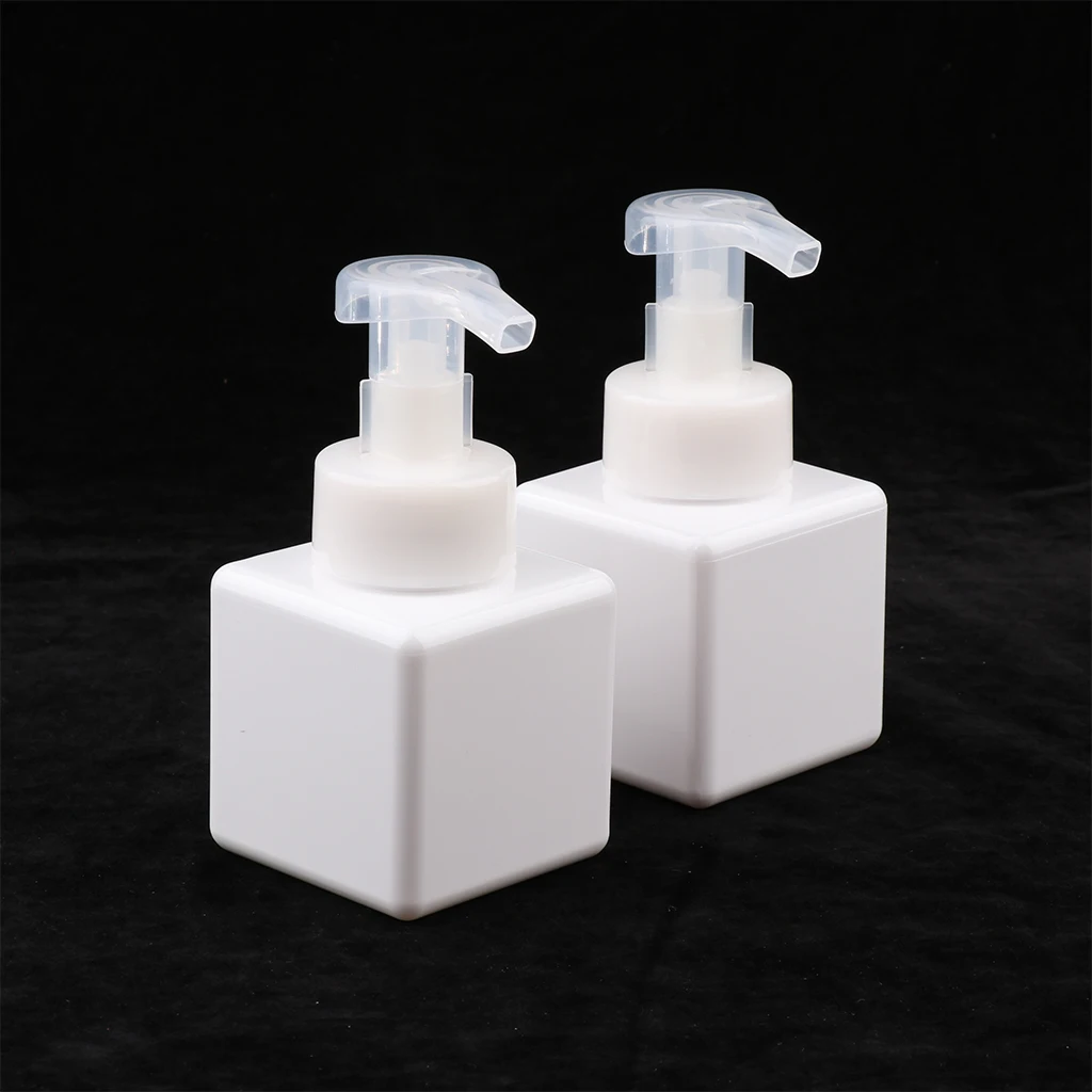 Pack of 2 Square 250ml Foaming Soap Dispenser Foam Pump Bottle for DIY Liquid Soap, Shampoo, Facial Cleanser, Body Wash