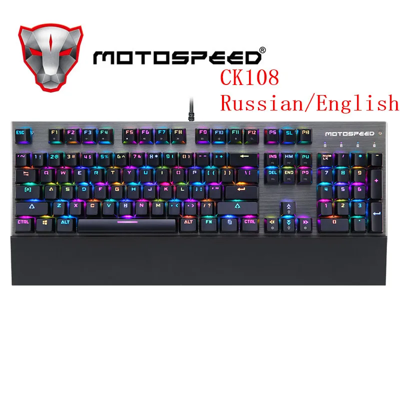 Motospeed CK108 RGB синий переключатель Механическая русская клавиатура игровая Проводная светодиодный подсветка с подсветкой для настольного ПК геймера