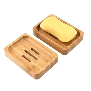 

2pcs Handmade Wood Bamboo Soap Dish Tray Case Bathroom Clean Shower Holder Bathroom Shower Soap Storage Rack