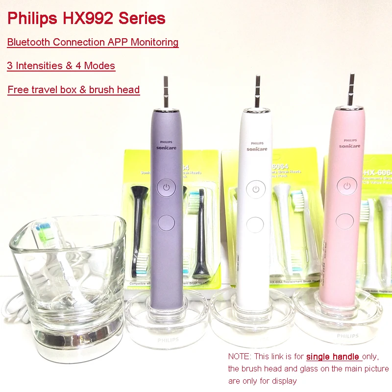 Philips-escova de dentes elétrica, 4 modos, bluetooth, sonicare,  recarregável, à prova d'água, hx992w, hx992b, hx992p, hx992s - AliExpress  Eletrodomésticos