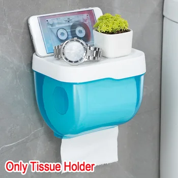 

With Phone Rack Wall Mounted Paper Dispenser Roll Holder Waterproof Tissue Box Home Bath Transparent Accessories Hygiene