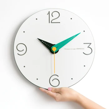 

Wood Wall Clock Living Room White Silent Bedroom Modern Nordic Atmospheric Kitchen Restaurant Relogio Parede Home Decor SC475