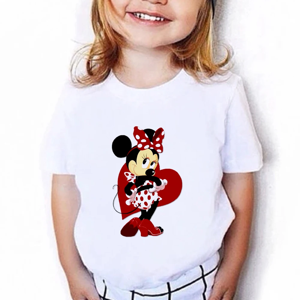 

Harajuku Minnie Mouse Print T-shirts Summer Casual Cute Kids Short-Sleeved Tee Baby Tshirt Girl Top Children Clothes