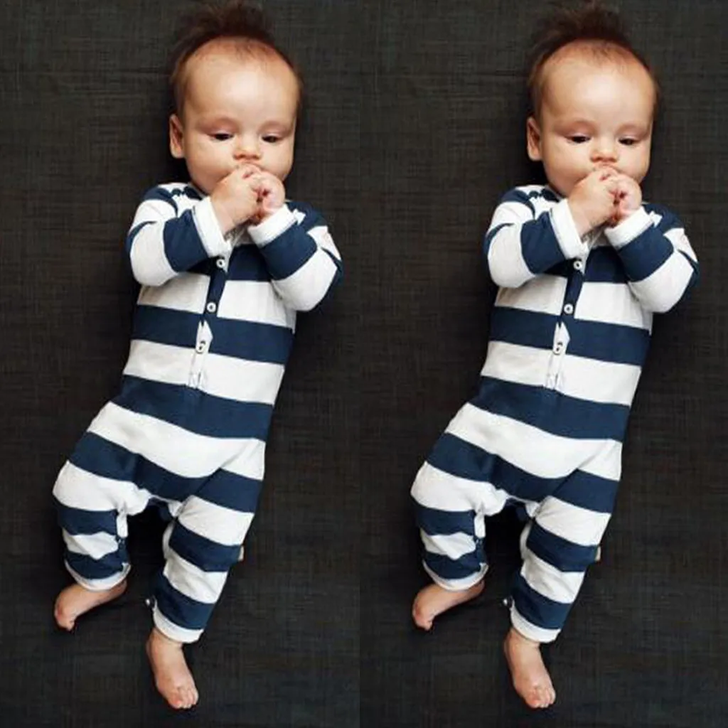 new born baby clothes baby boy romper winter clothes costume romper onesie disfraz bebe halloween Long Sleeve Stripe 0-24m Z4