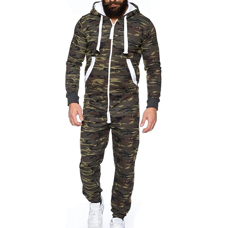 Camo 1 CYSINCOS, повседневный спортивный комбинезон, мужской комбинезон, длинный рукав, толстовка, худи, полиэстер, штаны, комбинезон для мужчин, комбинезоны - Цвет: Camo 1