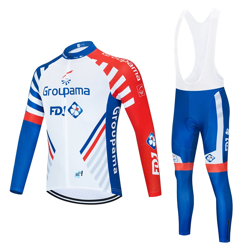 

Spring autumn 2019 pro team groupama fdj cycling jersey kits long sleeve Ropa Ciclismo quick-dry MTB bike clothing GEL pad sets