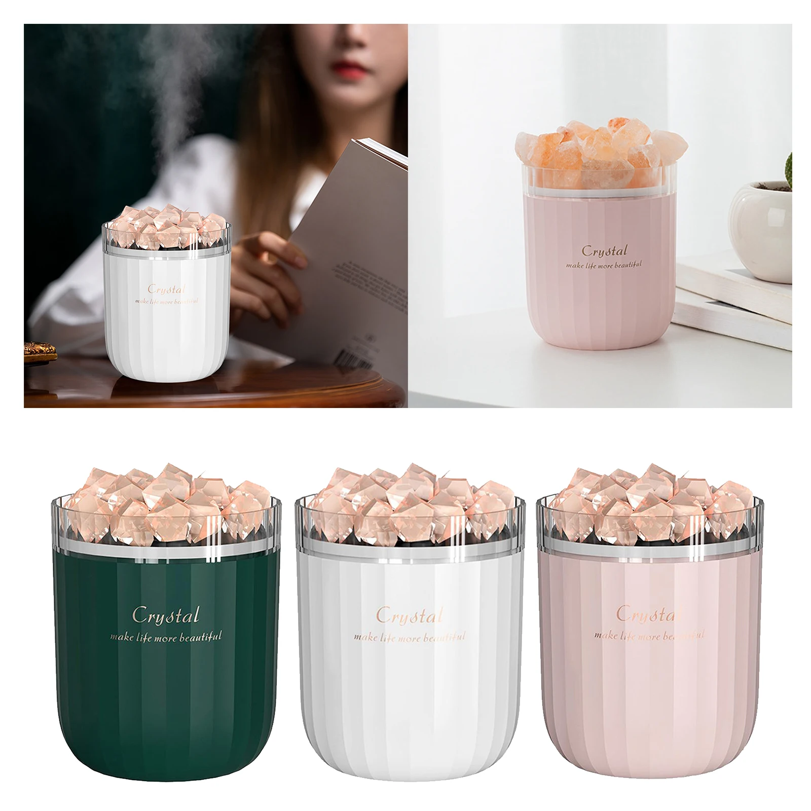 Essential Oil Diffuser Aromatherapy Humidifier Himalayan Salt Cool Mist Humidifier Safety Switch with 7LED Light humidificador