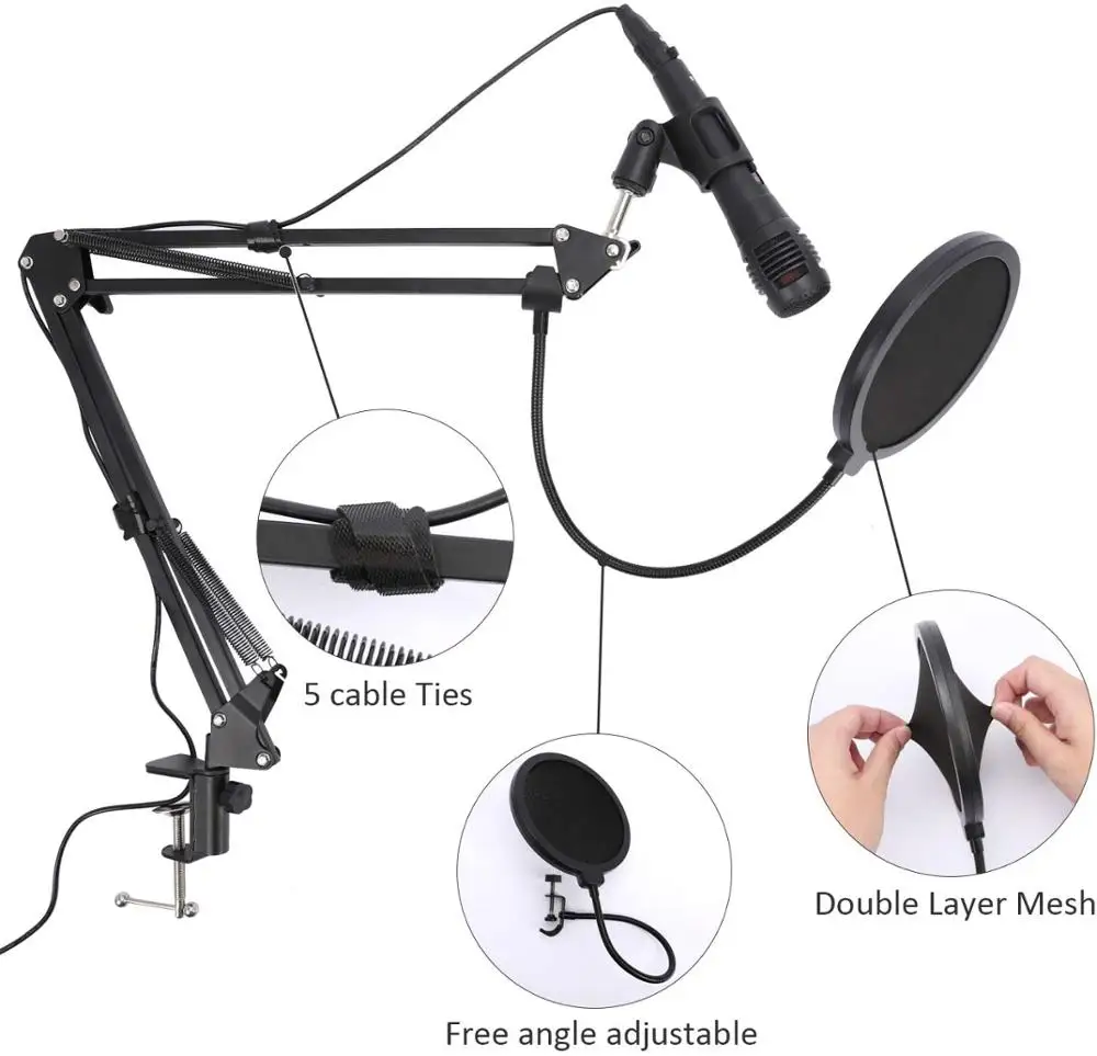 Suporte com Suporte de Telefone para Azul Microfone Braço Suporte Mesa Boom Suspensão Ajustável Scissor Yeti Snowball & Outros Microfones - Image 2