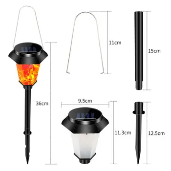

4Pcs Light Waterproof Pathway Lawn Torch Yard Solar Hanging Lights LED Flickering Flames Lamp Landscape Christmas Decor