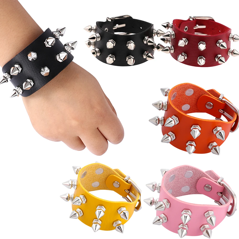 Double Row Studded Patent Leather Bracelet