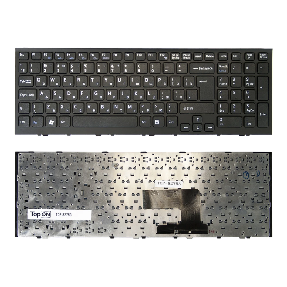 Клавиатура для ноутбука Sony Vaio VPC-EE VPCEE Series. Г-образный Enter. Черная с черной рамкой. PN: