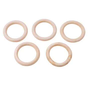 

5pcs 70mm Wooden Baby Teething Rings Infant Teether Toy DIY Accessories For 3-12 Month Infants Tooth Care Products