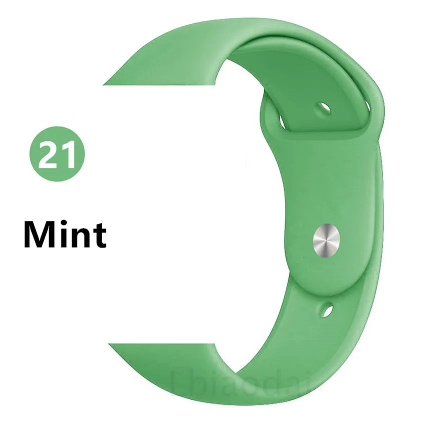 Новинка, стильный ремешок для Apple Watch, ремешок 38 мм, 42 мм, умные силиконовые зеленые часы, горячая распродажа, спортивный ремень, браслет, ремешок для часов - Цвет: Mint