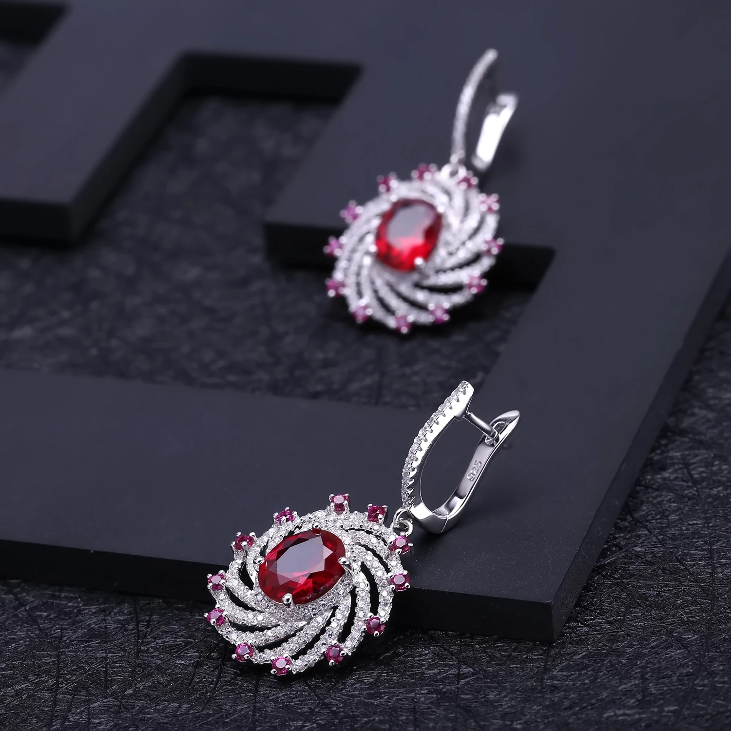 GEM'S балетный роскошный лабораторный набор ювелирных изделий из рубина в винтажном стиле, 925 пробы, серебряное кольцо, серьги, кулон, наборы для женщин, хорошее ювелирное изделие
