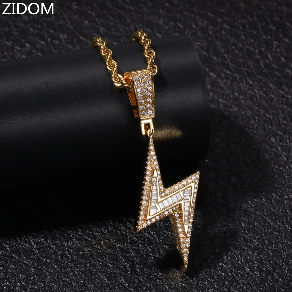 Мужское ожерелье в стиле хип хоп подвеска с молнией колье цирконом класса ААА