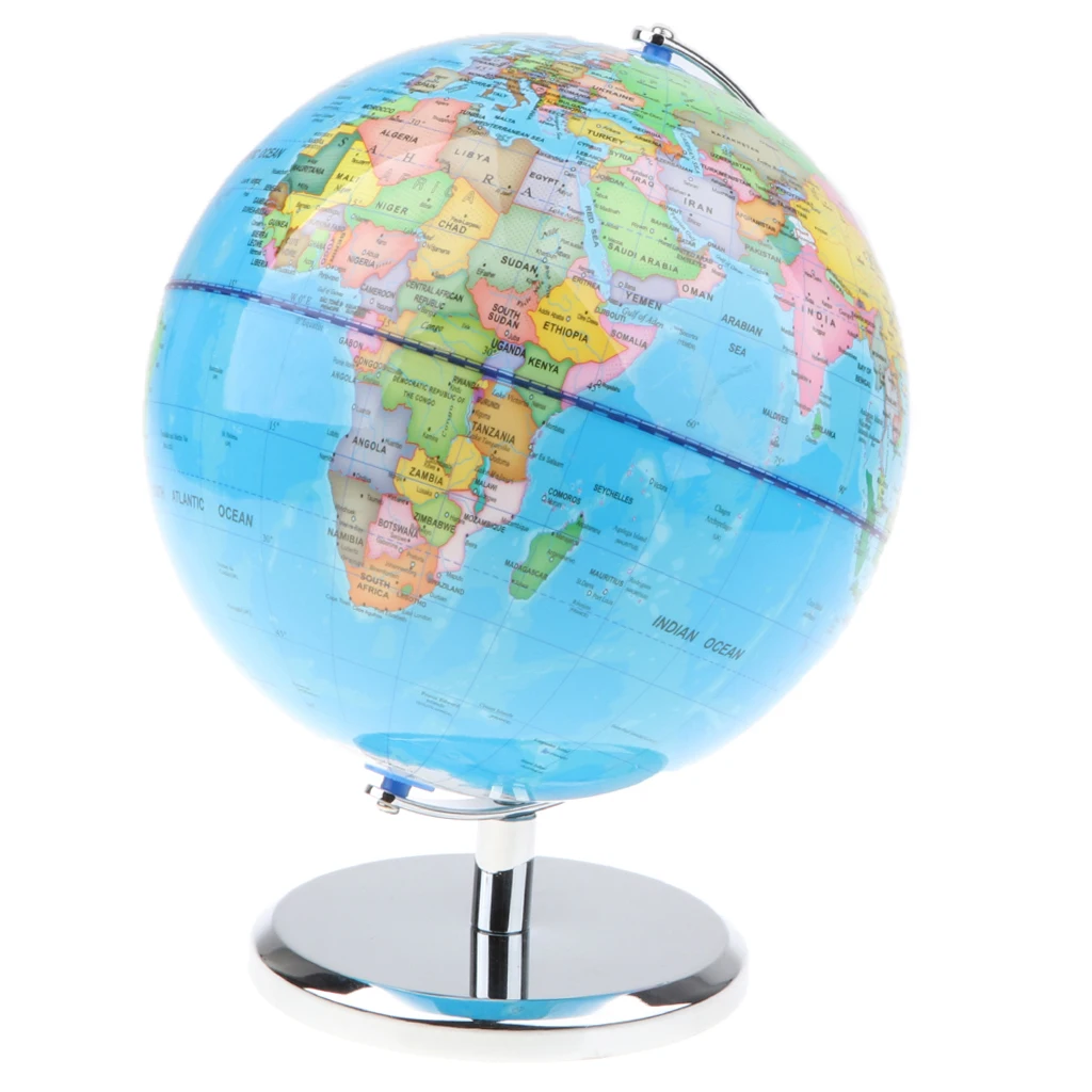 20cm Metal Base Geographical World Globe Map Educational Learning Toy - B