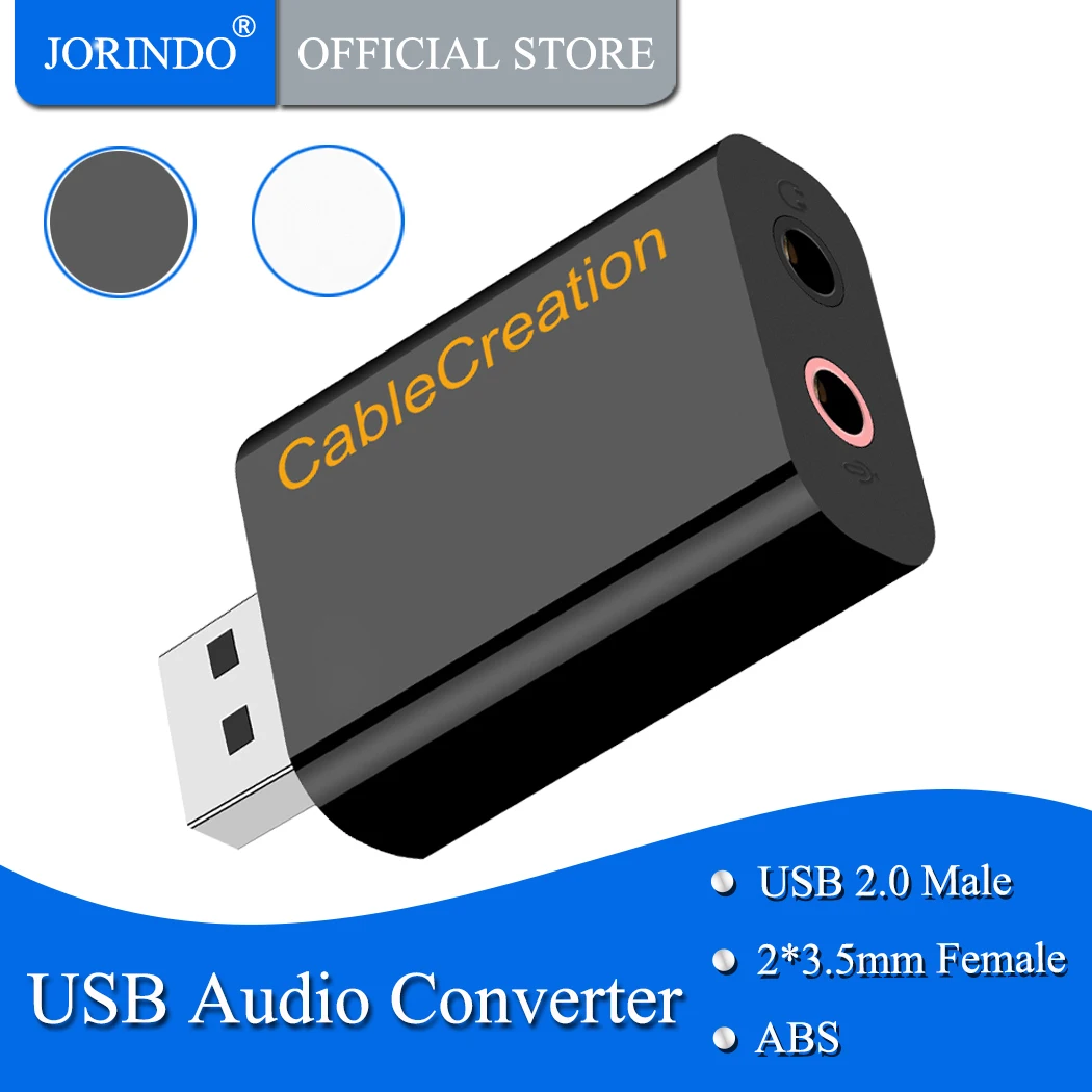 Аудиоадаптер с разъемом USB на 3 5 мм внешняя стереозвуковая карта JORINDO для