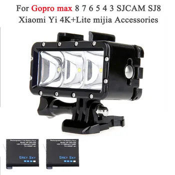 

hero4 battery Underwater Diving LED flash Light For GoPro max Go pro Hero 8 7 6 5 4 3 SJCAM sj4000 Xiaomi Yi Accessories