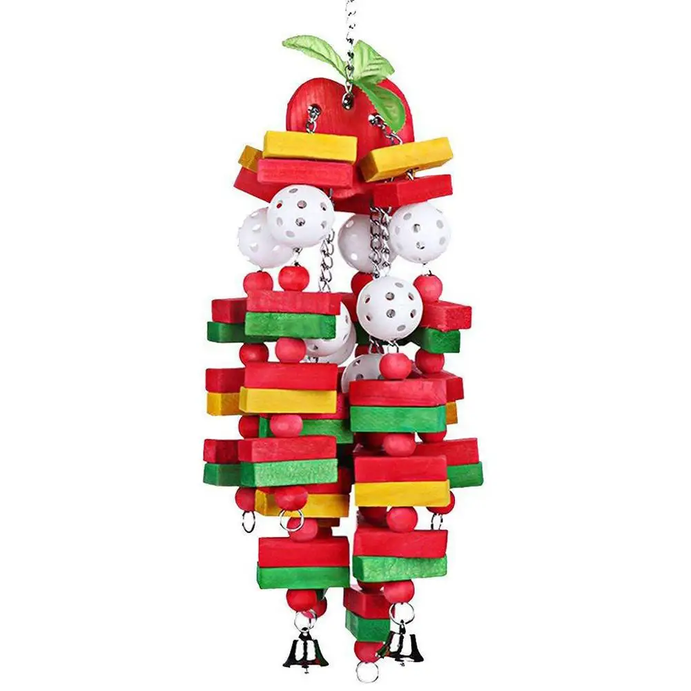 

Bird Parrot Toy Natural Wooden Colorful Square Cardboard Building Blocks Chewing Bite Hanging Cage Swing Climb Chew Toys