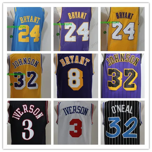 Быстрая, Мужская футболка в стиле Лос-Анжелес Magic 32 Allen 3 Iverson Johnson 1