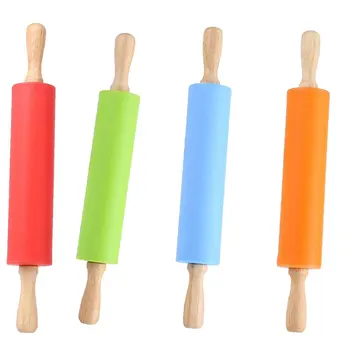 

FenKicyen 2019 Non-Stick Silicone Rolling Pin Solid Wooden Handle Bar Pastry Baking Tool Bakeware Rolling Pin Kitchen Gadgets