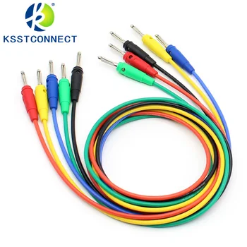 

TL136 5pcs Multimeter pen extension test line with 4mm banana plug , 14 AWG Ultra soft silicone cable, five color