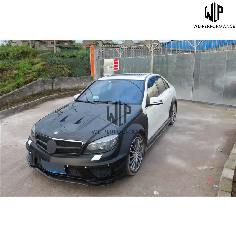 W204 C180 C200 C260 FRP Передний Задний бампер боковая юбка крылья CF капот двигателя для