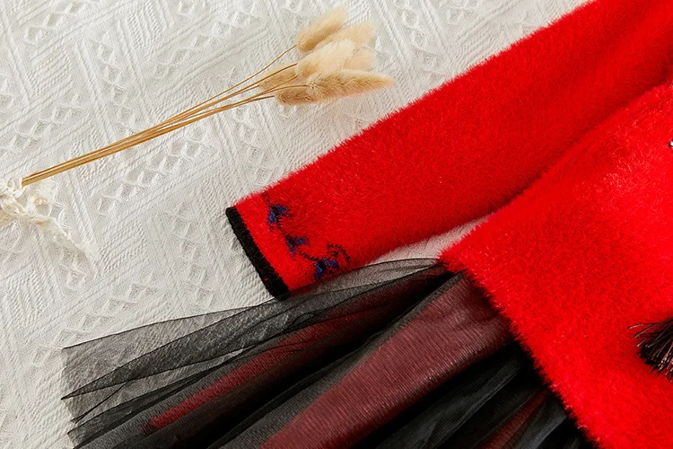 Китайский Hanfu платье-свитер для девочек в этническом стиле с вышивкой; Одежда для маленьких принцесс, детская одежда на осень и весну Детские платья для девочек