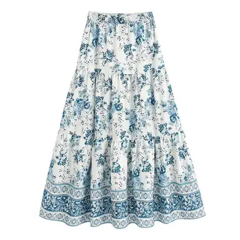 

2020 new fashion brand summer Casual Skirt Print A-line Casual Natural
