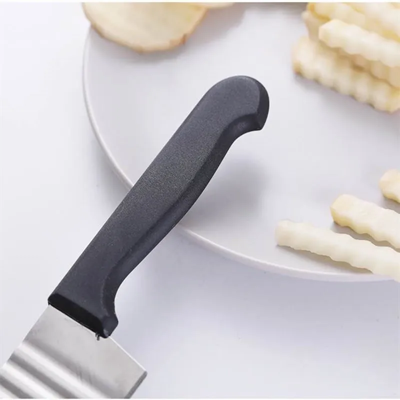 Potato French Fry Cutter Stainless Steel Serrated Blade Slicing Vegetable Fruits Slicer Wave Knife Chopper Kitchen Tools