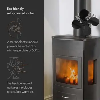 

4 Blades/8 Blades Fireplace Fan Heat Powered Fan Portable Winter Warmer Wood Log Burner Eco Friendly Mini Air Ultra-Quiet