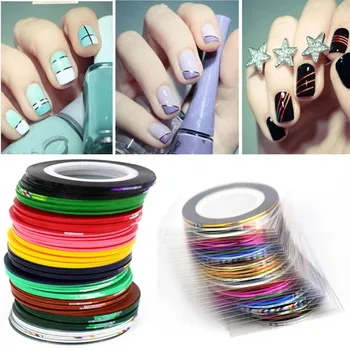 

43Pcs Mixed Colors Rolls Striping Tape Line DIY Nail Art Tips Decoration Sticker Nail Color Stickers Nail Painting Line