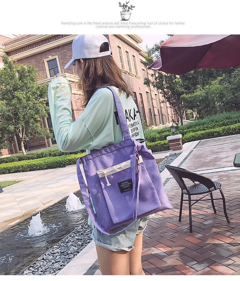 Bag Women's Summer New Style Korean Wave Flax Canvas Handbag Casual WOMEN'S Shoulder Bag Versatile Shoulder Bag