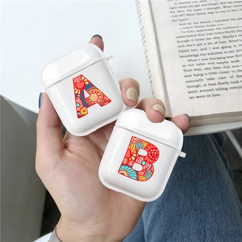

Name Initials Transparent Silicone Soft Shell Wireless Bluetooth Earphone Case for Apple Airpods Charging Box Secret Cover