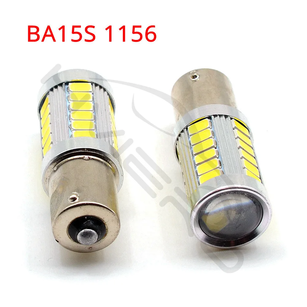 Hviero White Red Yellow 1156 Ba15s 1157 BAY15D P21 5W 33SMD 5630 5730 LED Car Brake Lights Tail Lamps Turn Signal Auto Rear Reverse Bulbs DRL