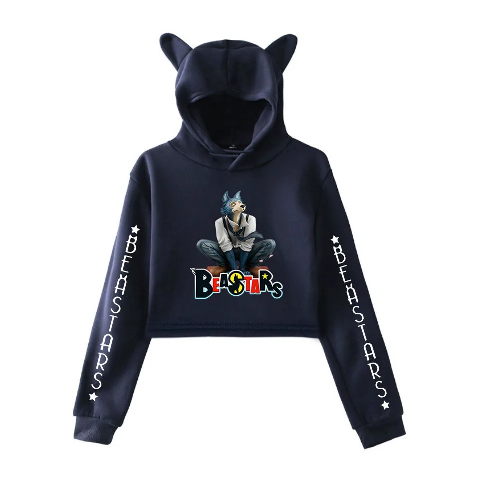  Girls Beastars Hoodies Legosi Haru Cosplay Sweatshirt Cat Ear Short Hoodie For Women