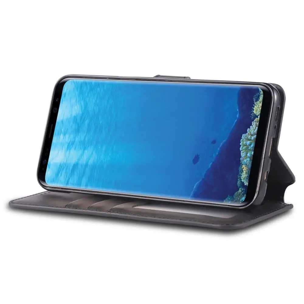 Чехол для телефона для Galaxy S8 Plus из искусственной кожи чехол с держателем и отделениями для карт и фоторамкой