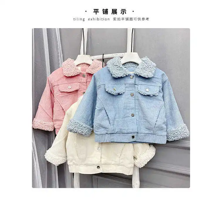 New Baby Winter Lamb Wool Coat Girls Boys Kids Single Breasted Corduroy Jackets 1 2 3 4 5Years Olds Thicken Fleece Pockets Coats