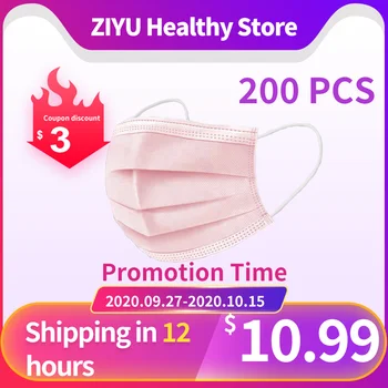 

200PCS Mask Disposable Three-layer Nonwove Mask Anti Dust Mouth Mask Windproof Face Masks Mascarilla In Stock 24 Hours Fast Ship