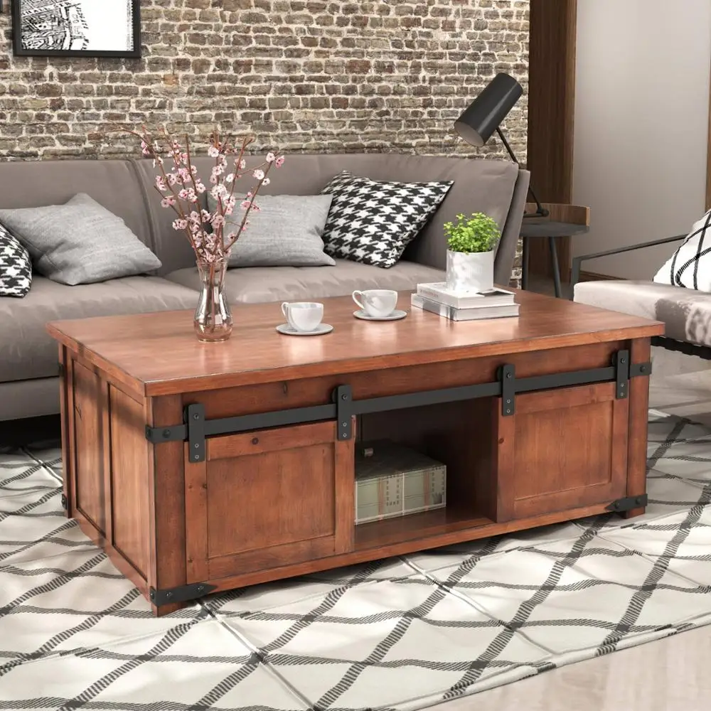 Sliding barn door coffee table best sale