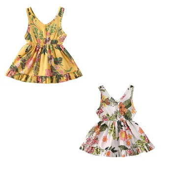 

1-4Years Toddler Baby Girl Flower Dress Sleeveless Mini Tutu Dress Pageant Party Dresses