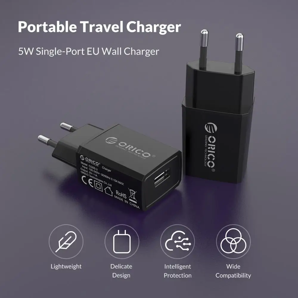 ORICO USB зарядное устройство 5V1A 5V2A портативное для путешествий адаптер Мобильный