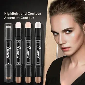 

Oil-control Double-head Light & Shadow Concealer Fixing Face Concealer Brush Shadow Highlighting Stick Brighten Shimmer stick